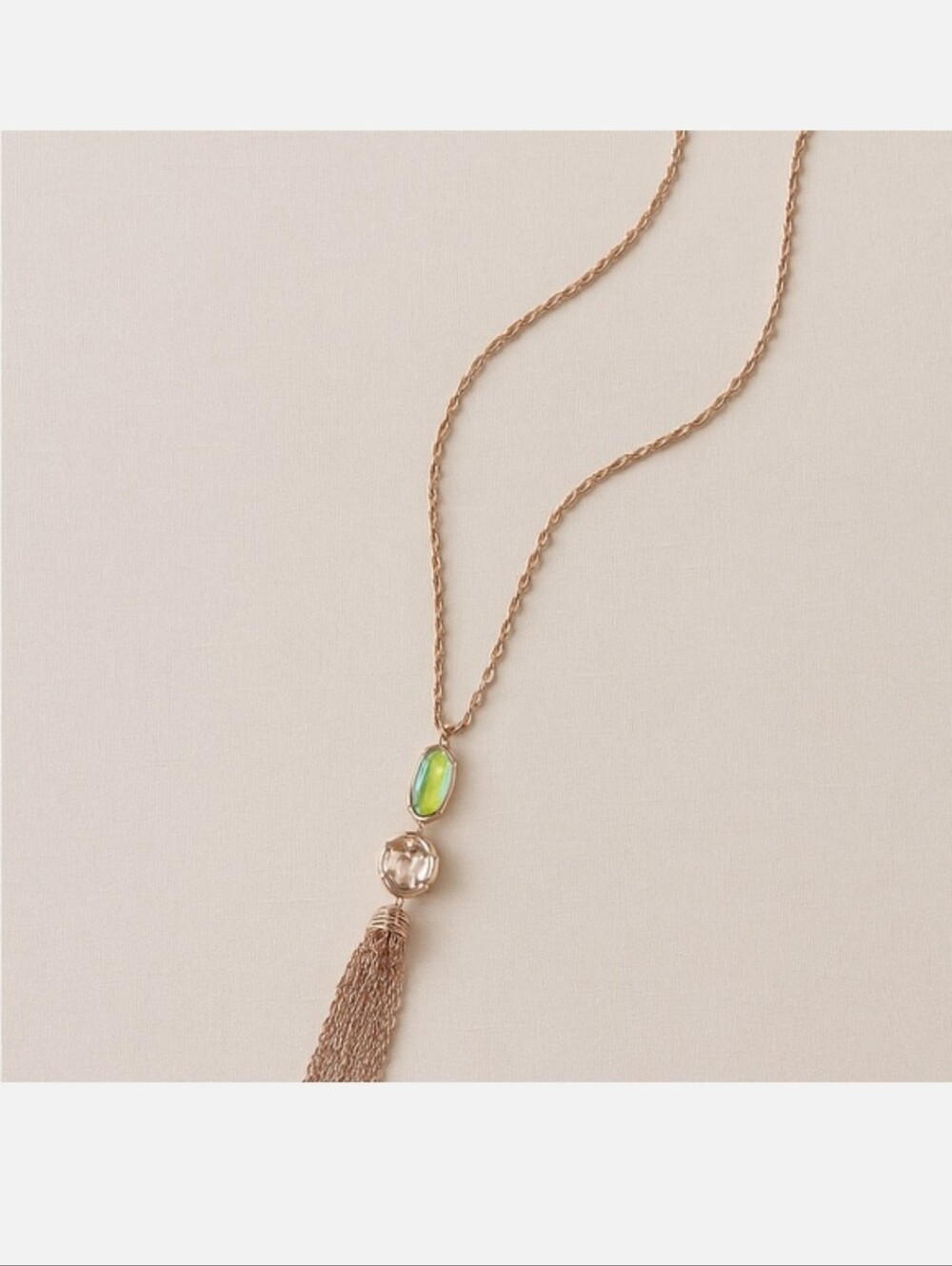 Kendra Scott Rose Gold Necklace with Iridescent and Clear Accents